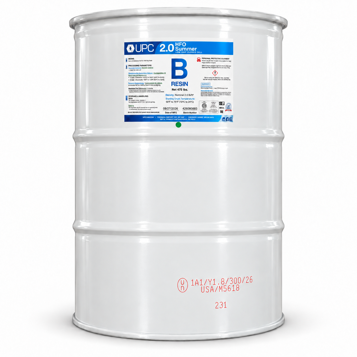 UPC 2.0 HFO closed-cell B resin white barrel