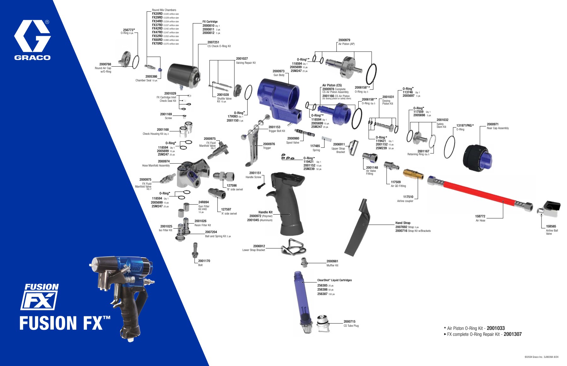 Graco Fusion FX spray gun exploded parts diagram