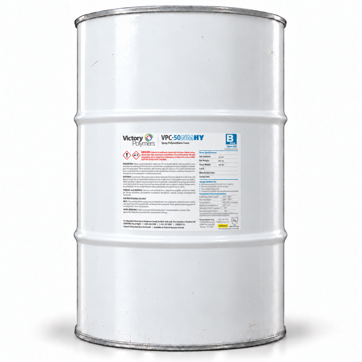 Victory Polymers VPC-50 NM HY Spray Polyurethane Foam Resin Drum