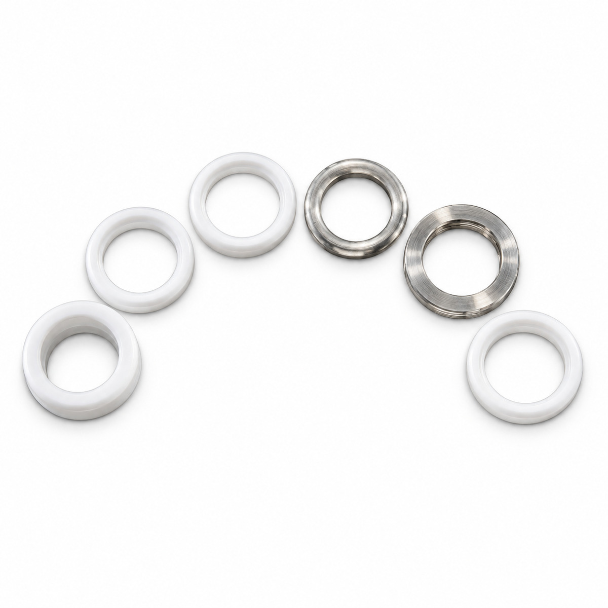 IPM 601004 fluid section repair kit, six components on a white background