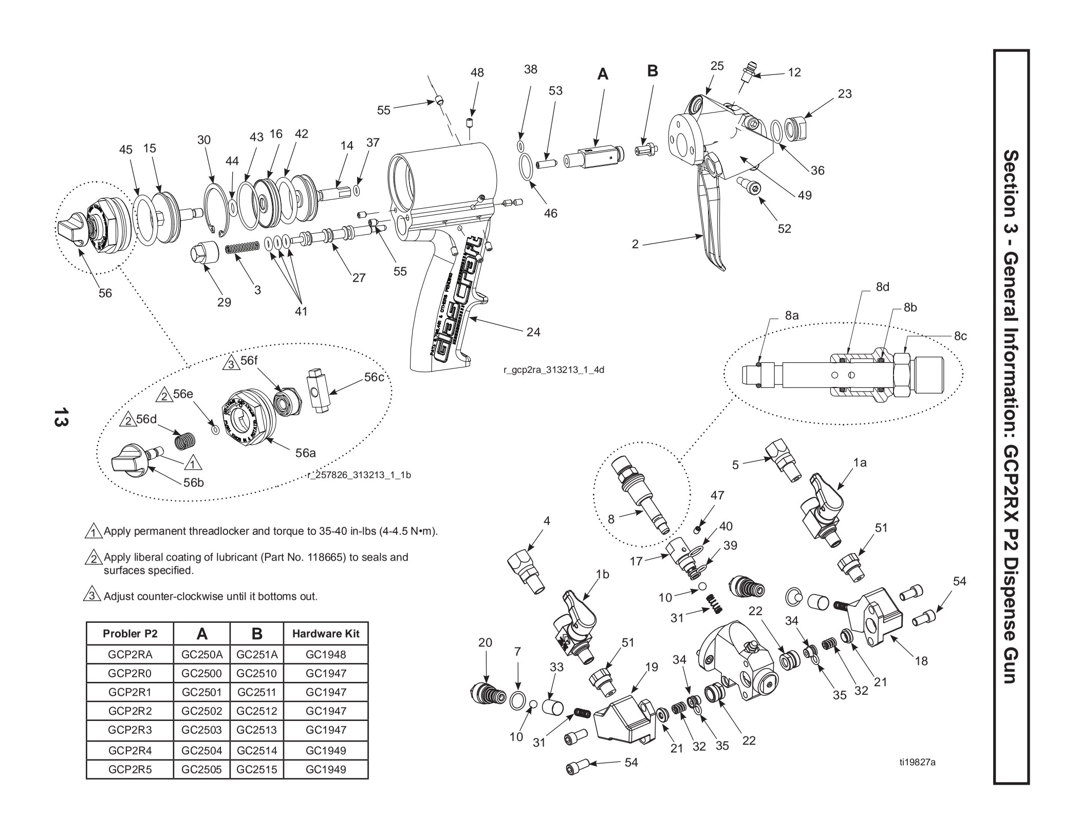 Graco Probler P2 dispense gun exploded parts diagram