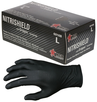 MCR Safety 6016BL - Gloves Nitrishield - Black - Large 6mil