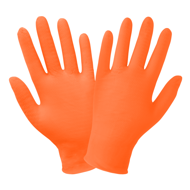Global Glove Orange Gloves Nitrile 7mil XL