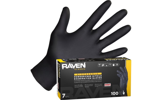 Pacoa Gloves Black Powder-Free Nitrile Raven/lrg