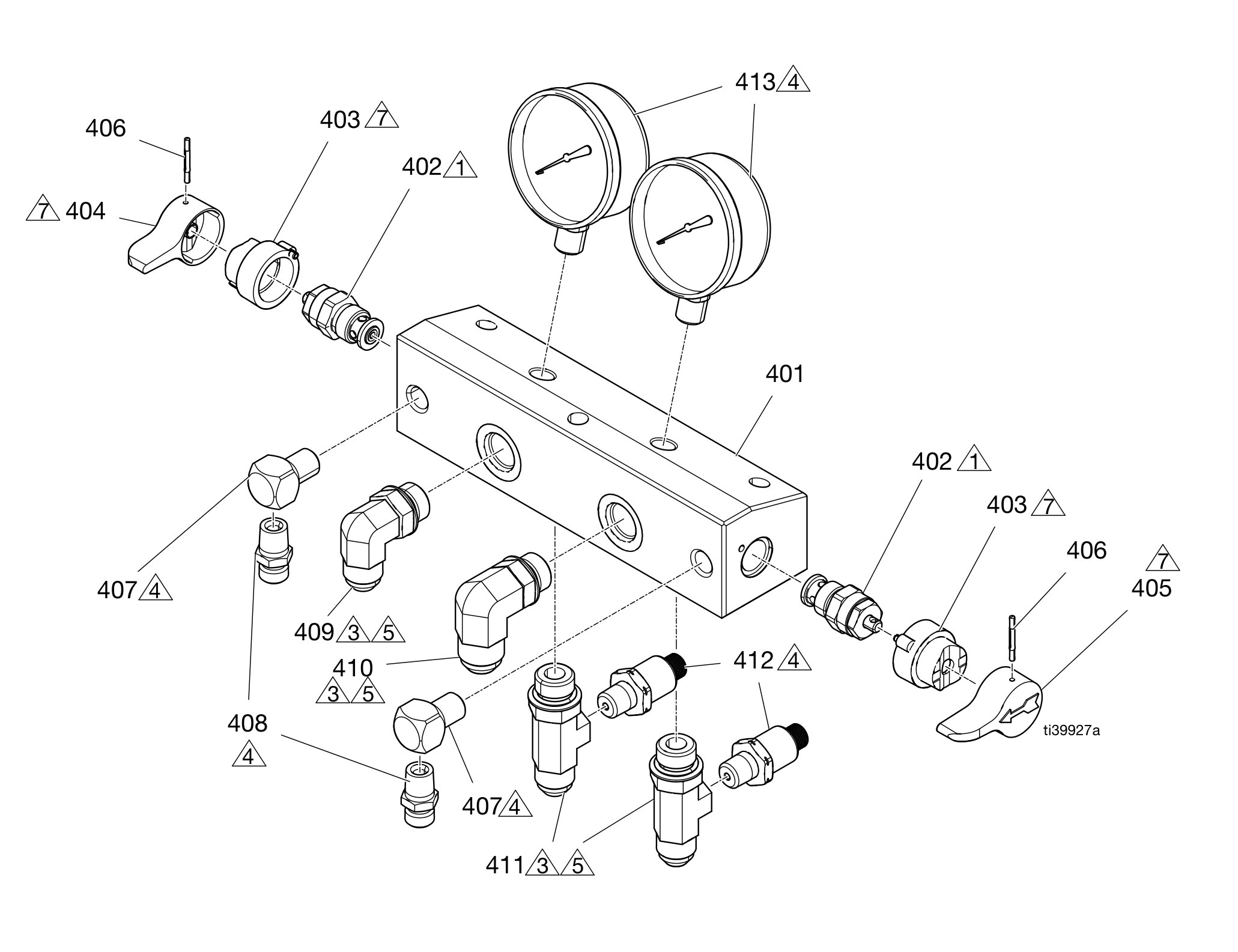 Graco Reactor 3 E-20 Fluid manifold 18E208 (Standard) parts diagram