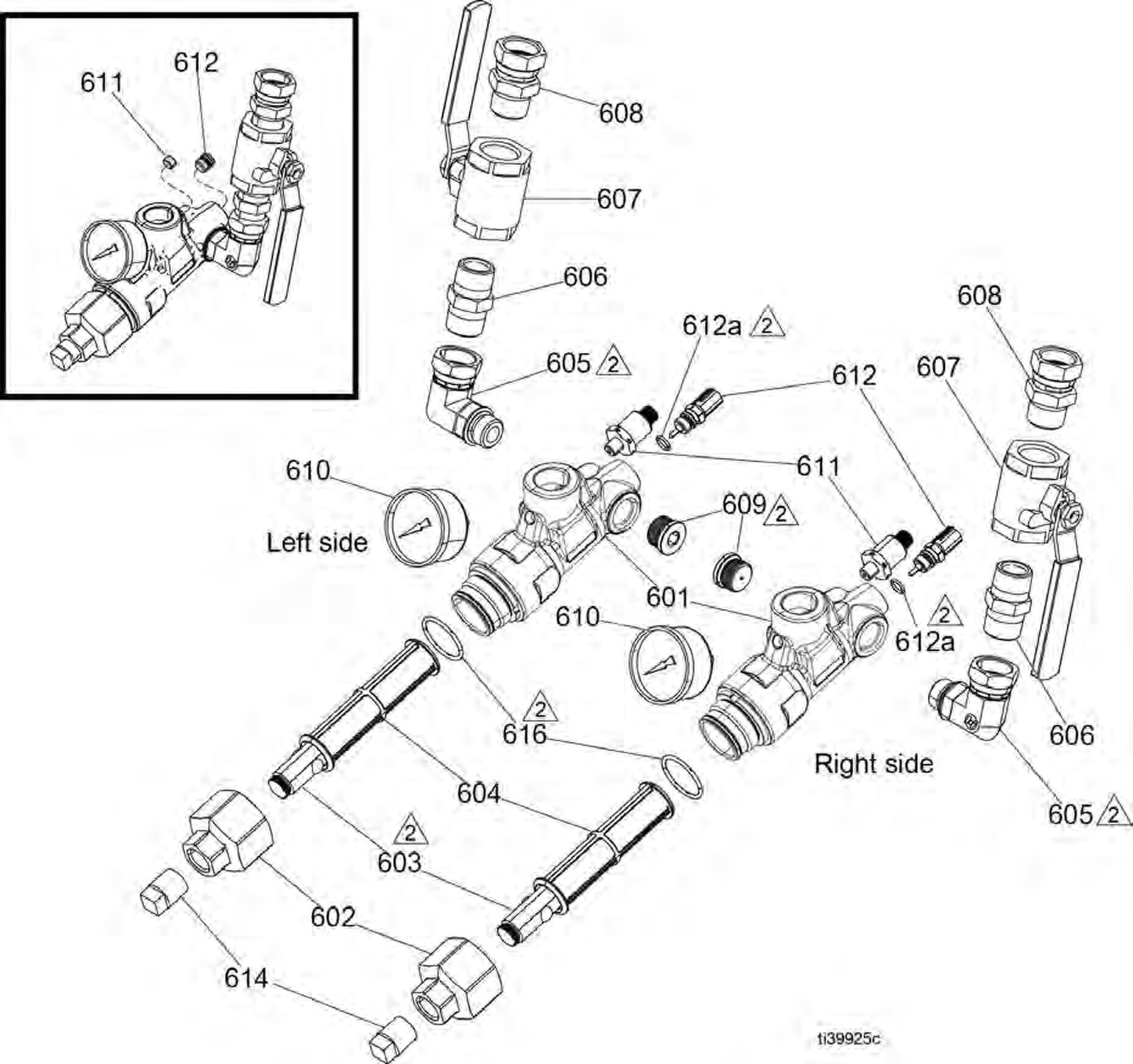 Graco Reactor 3 E-20 Inlet strainers parts diagram