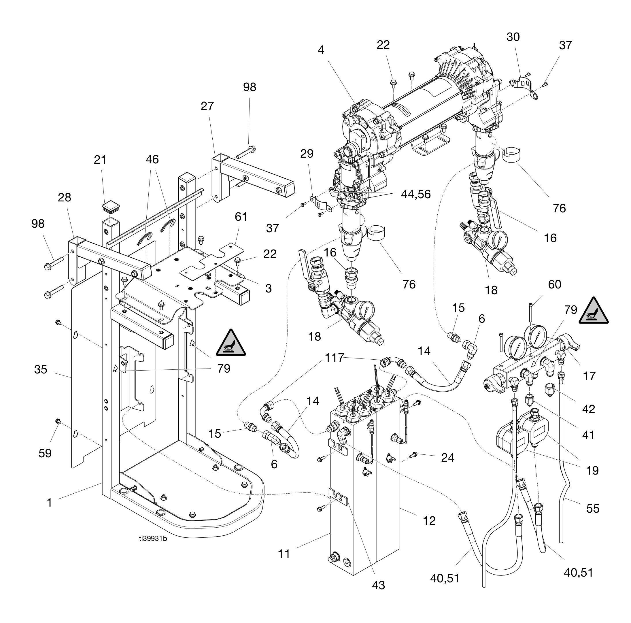 Graco Reactor 3 E-20 The machine, back parts diagram