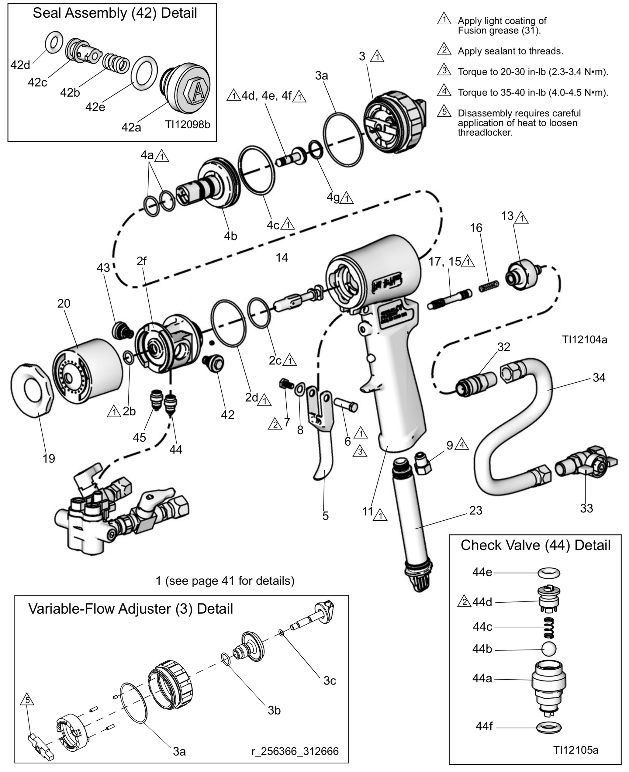 Graco Fusion CS ClearShot spray gun exploded parts diagram