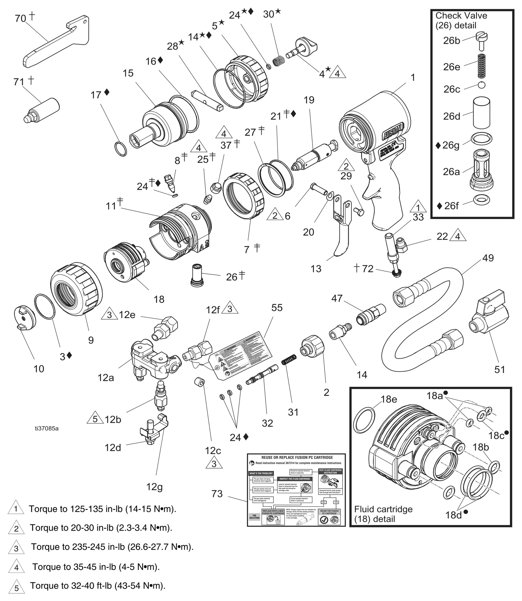 Graco Fusion PC ProConnect spray gun exploded parts diagram