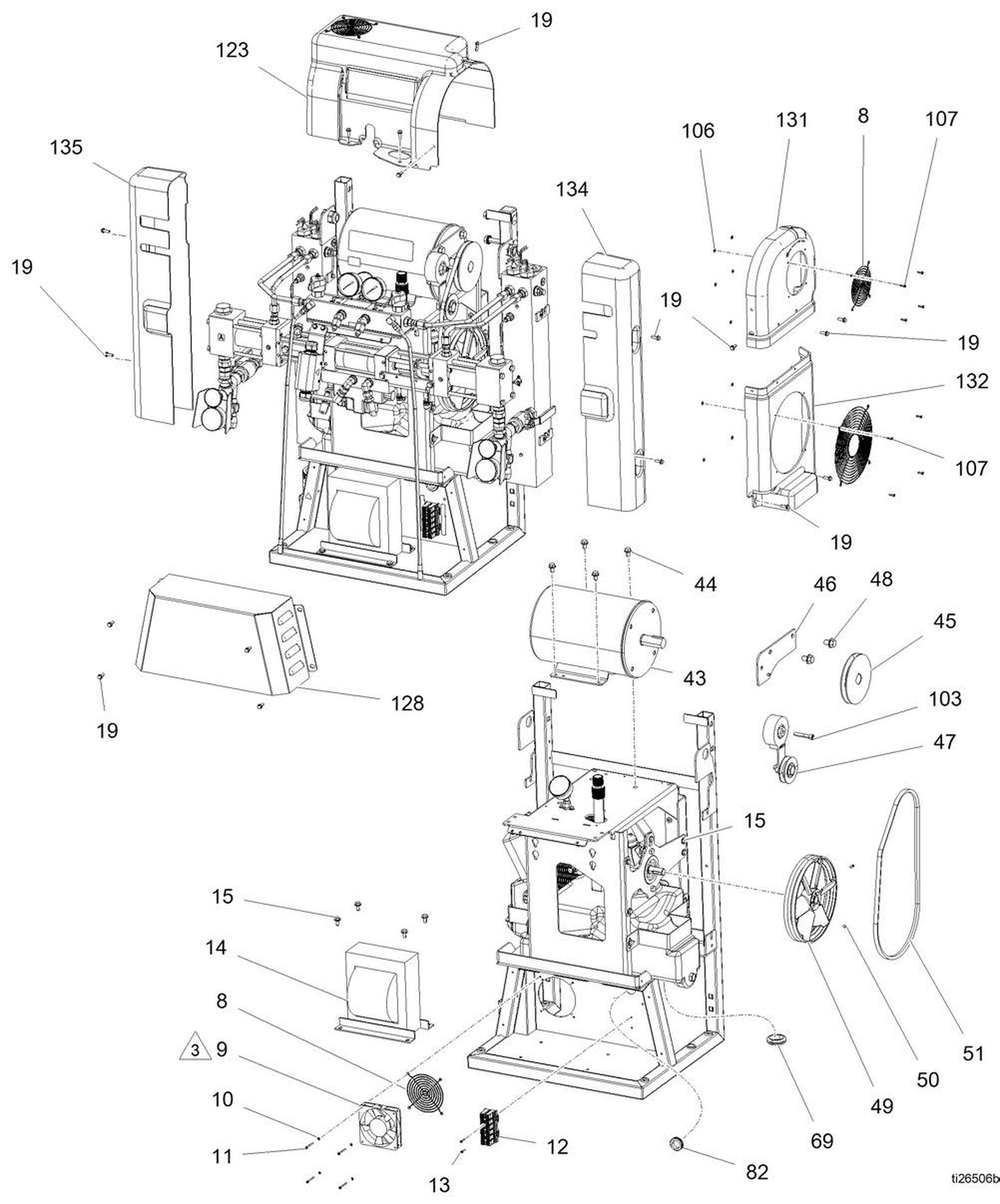 Graco Reactor 2 H-30 covers, motor and drive parts diagram