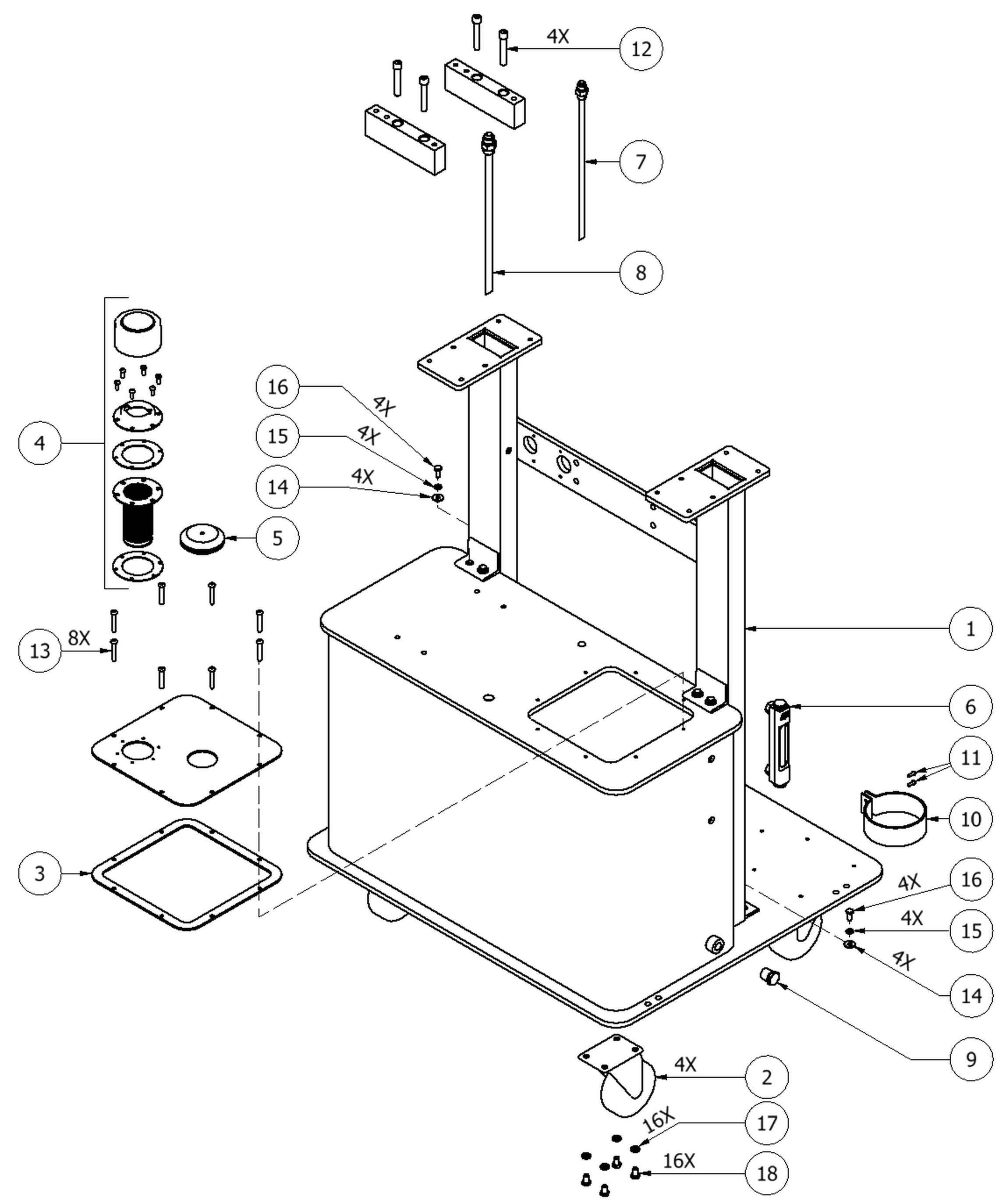 PMC PH-25 frame and tank parts diagram