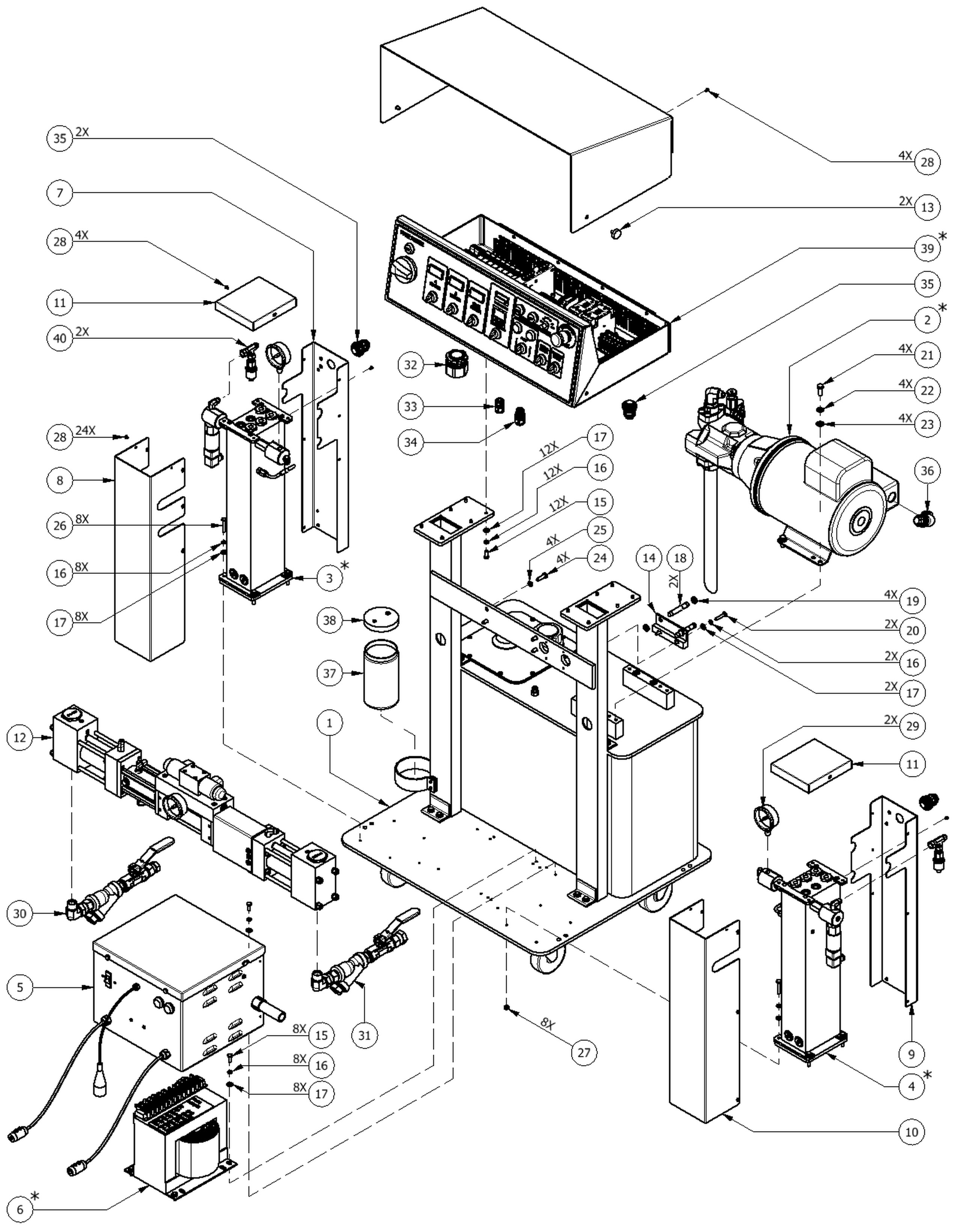 PMC PH-25 proportioner parts diagram