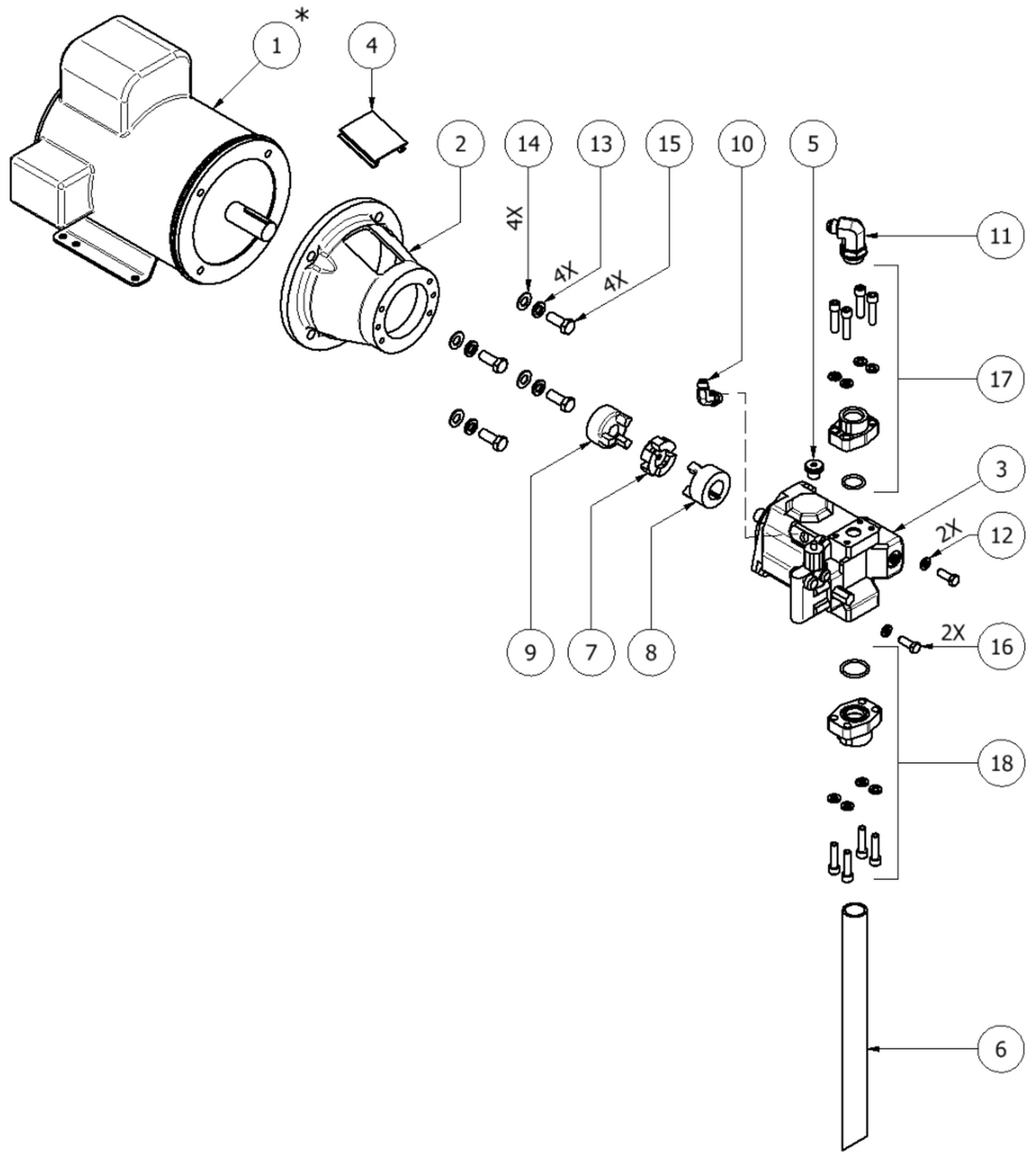 PMC PH-25 motor line parts diagram