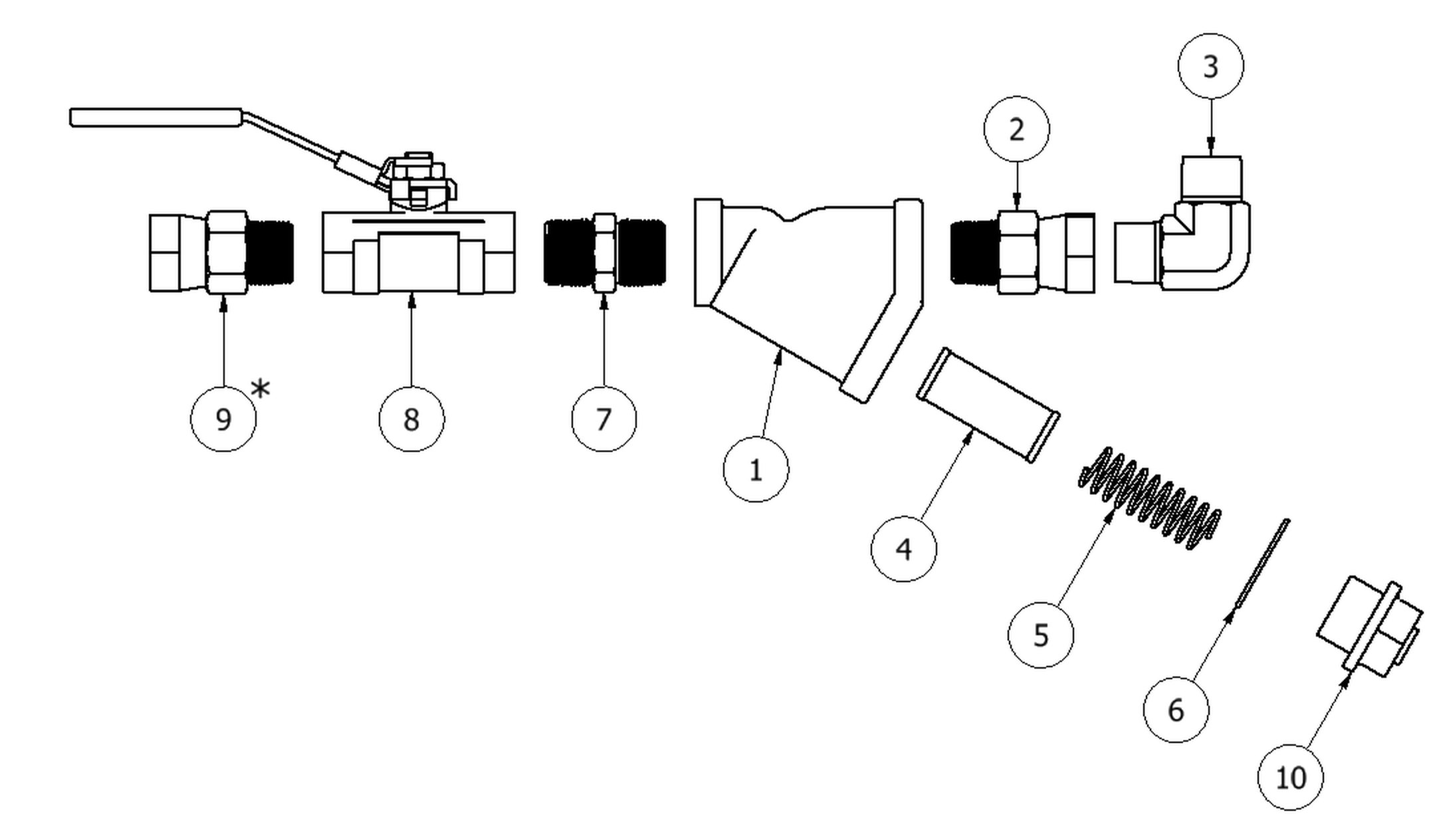 PMC PH-25 y-strainer parts diagram