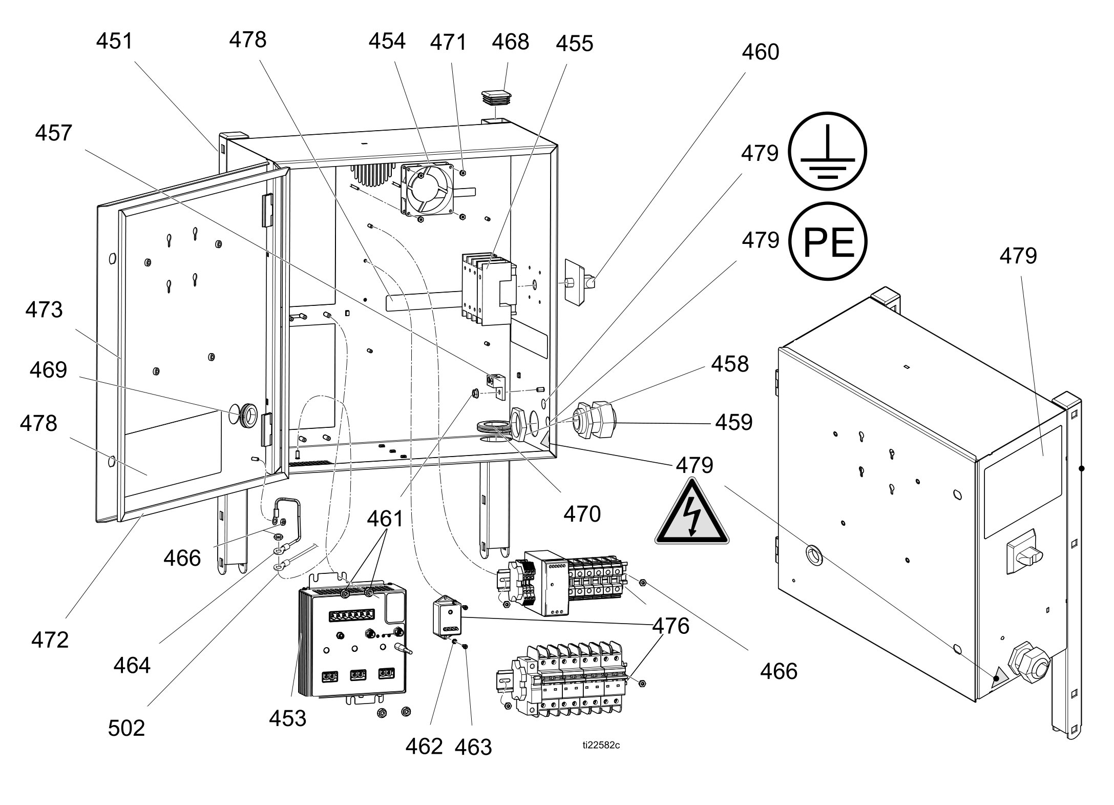 Graco Reactor 2 E-XP2 Electrical enclosure parts diagram