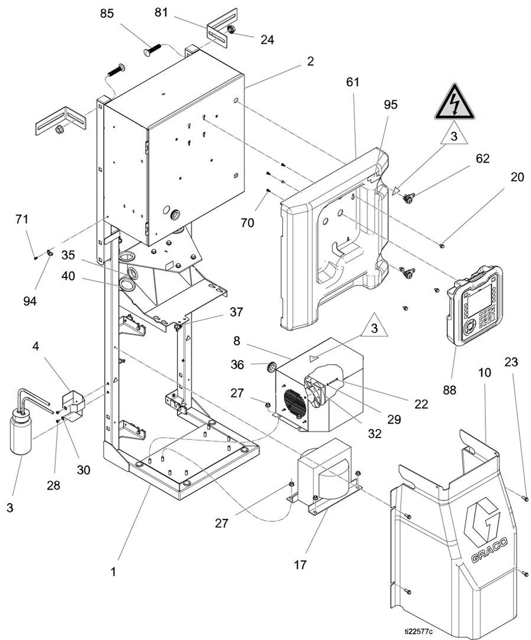Graco Reactor 2 E-XP2 The machine, back parts diagram