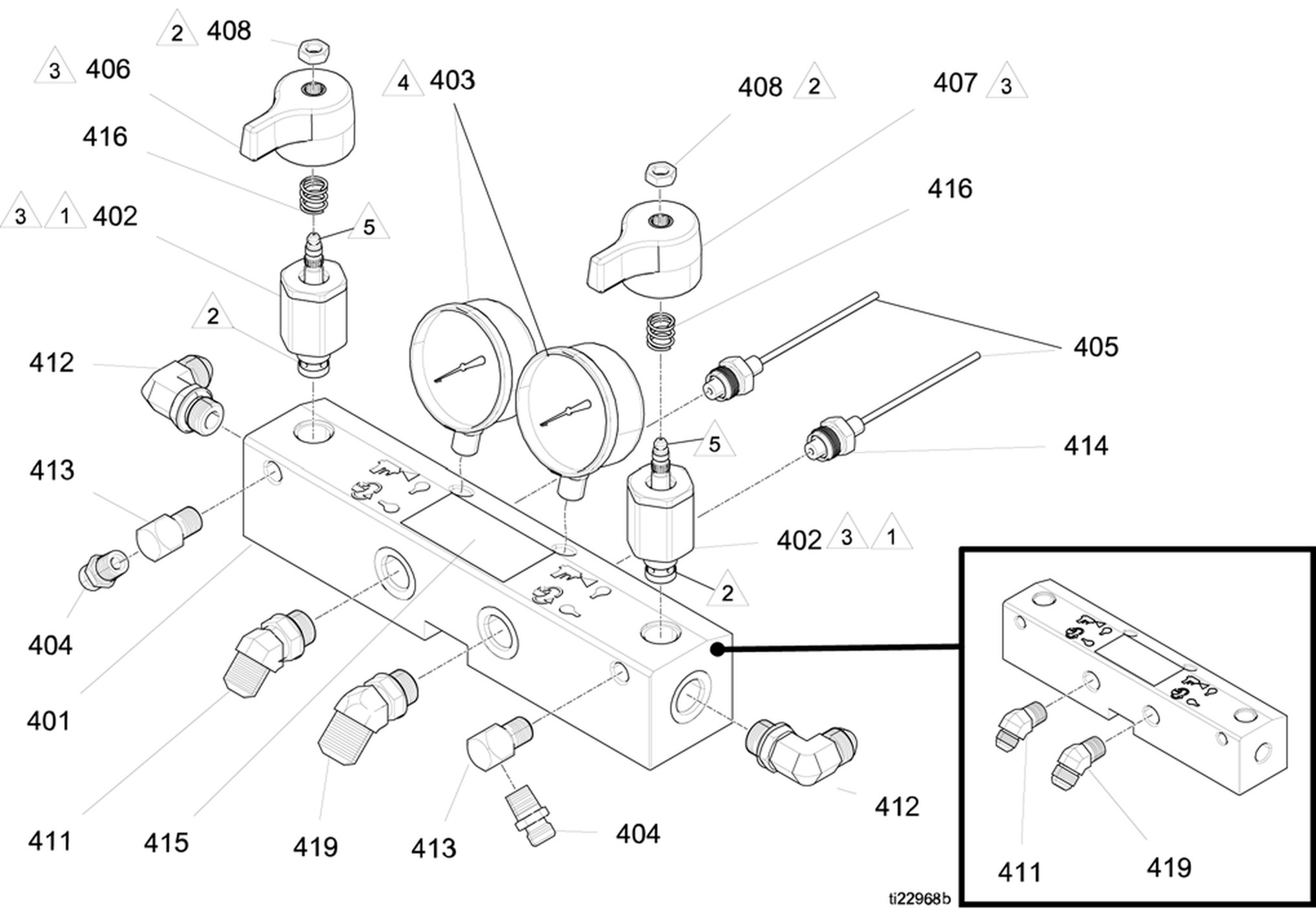 Graco Reactor 2 E-XP2 Fluid manifold parts diagram