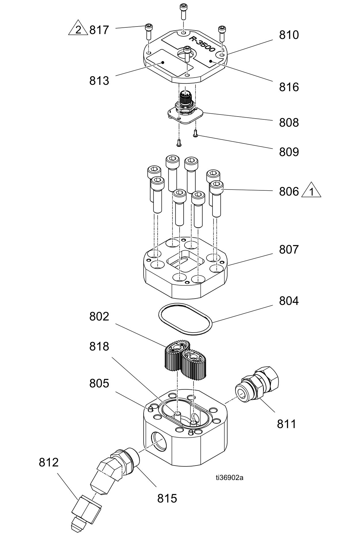 Graco Reactor 2 E-XP2 Flow meter, high pressure parts diagram