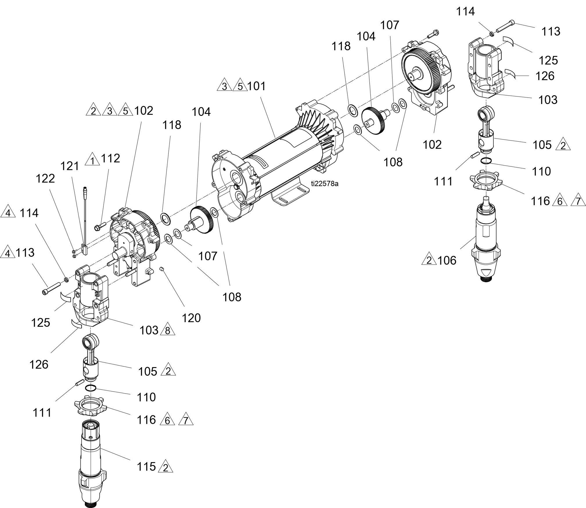 Graco Reactor 2 E-XP2 Proportioner module — motor, drivers and pumps parts diagram