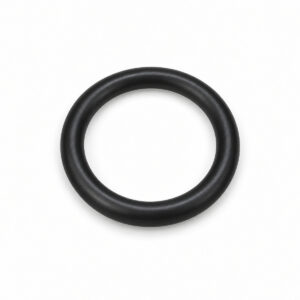 Black rubber O-ring for industrial sealing applications.