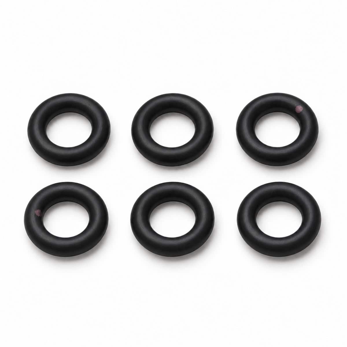 Six black O-rings for Graco Valve Fusion, high-quality and durable.