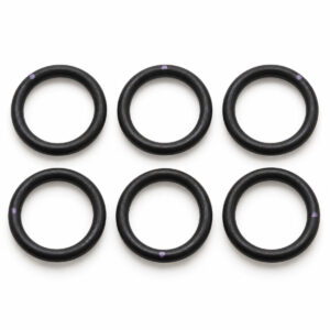 Six black O-rings for spray equipment replacement and maintenance.