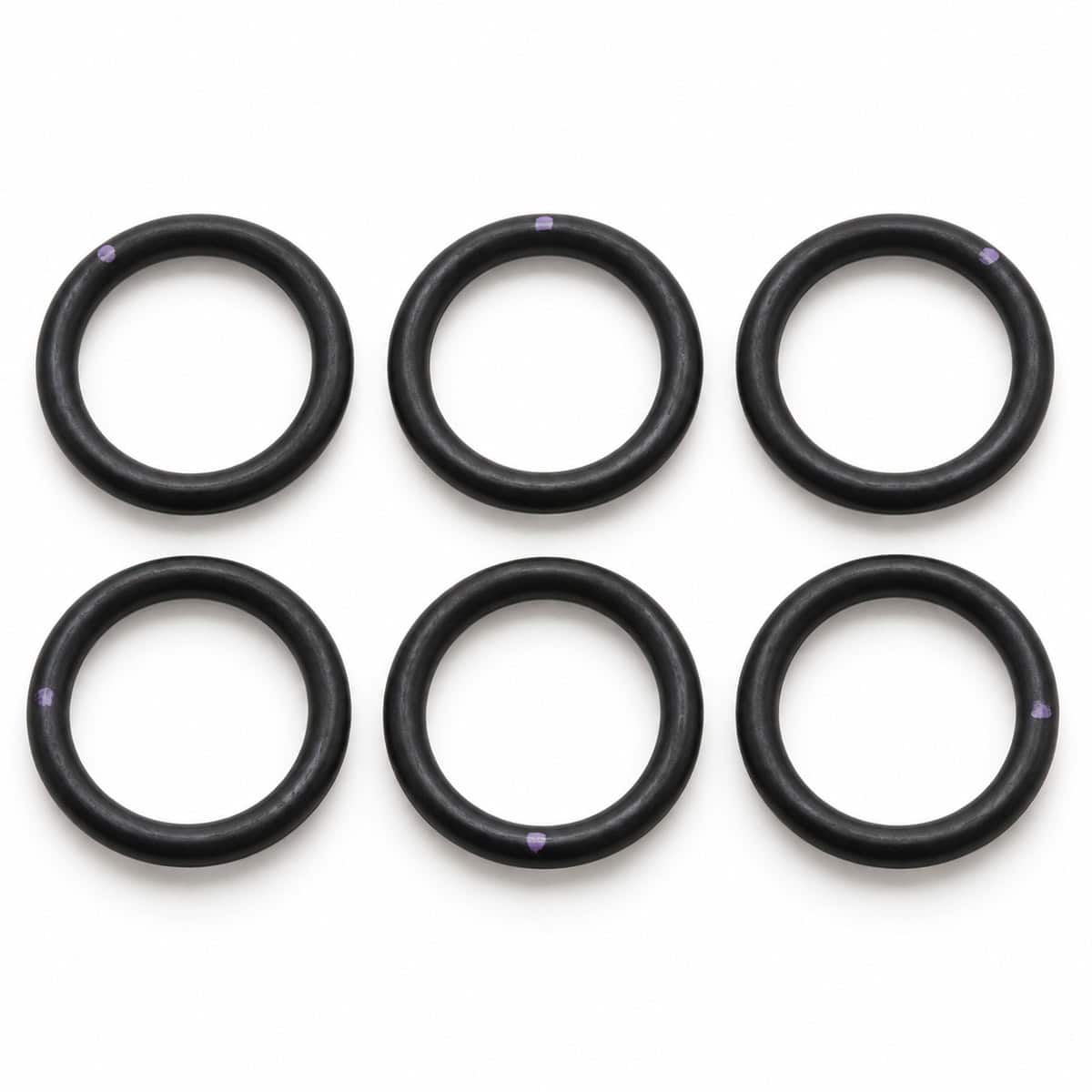 Six black O-rings for spray equipment replacement and maintenance.