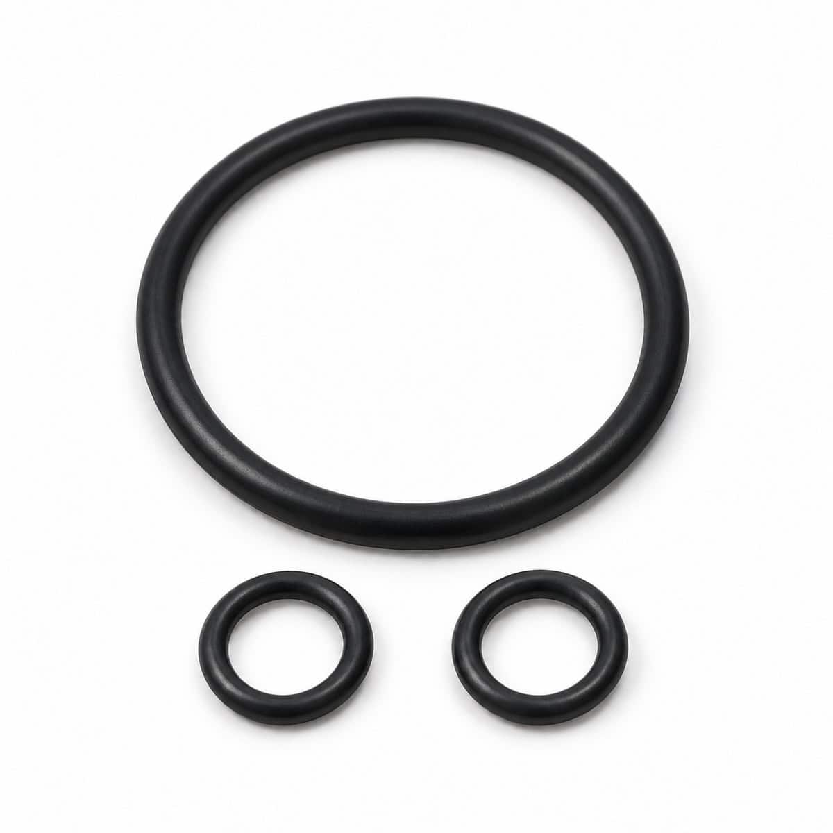Black rubber O-rings for air piston assembly in spray equipment.