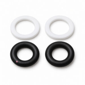 Set of four O-rings for inlet check, two white and two black, for spray equipment.