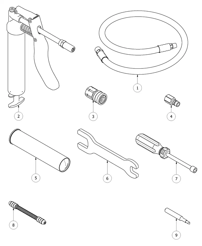 PMC AP-2 Tools Supplied with the Gun exploded parts diagram