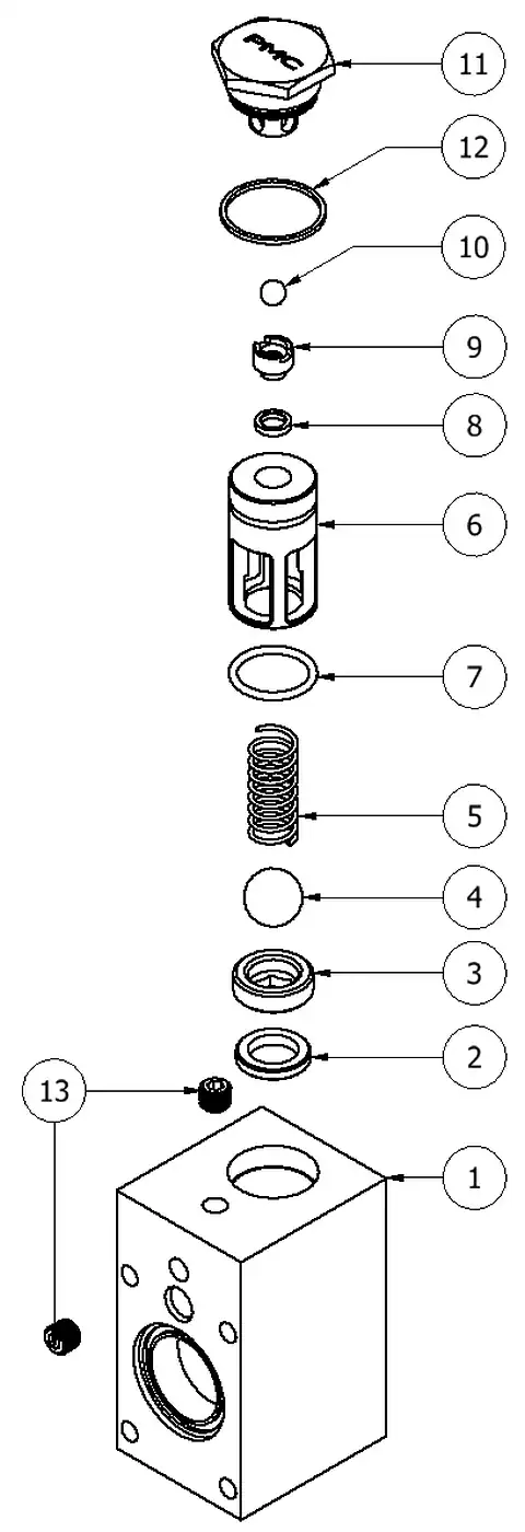 PMC PH-25 pump base parts diagram