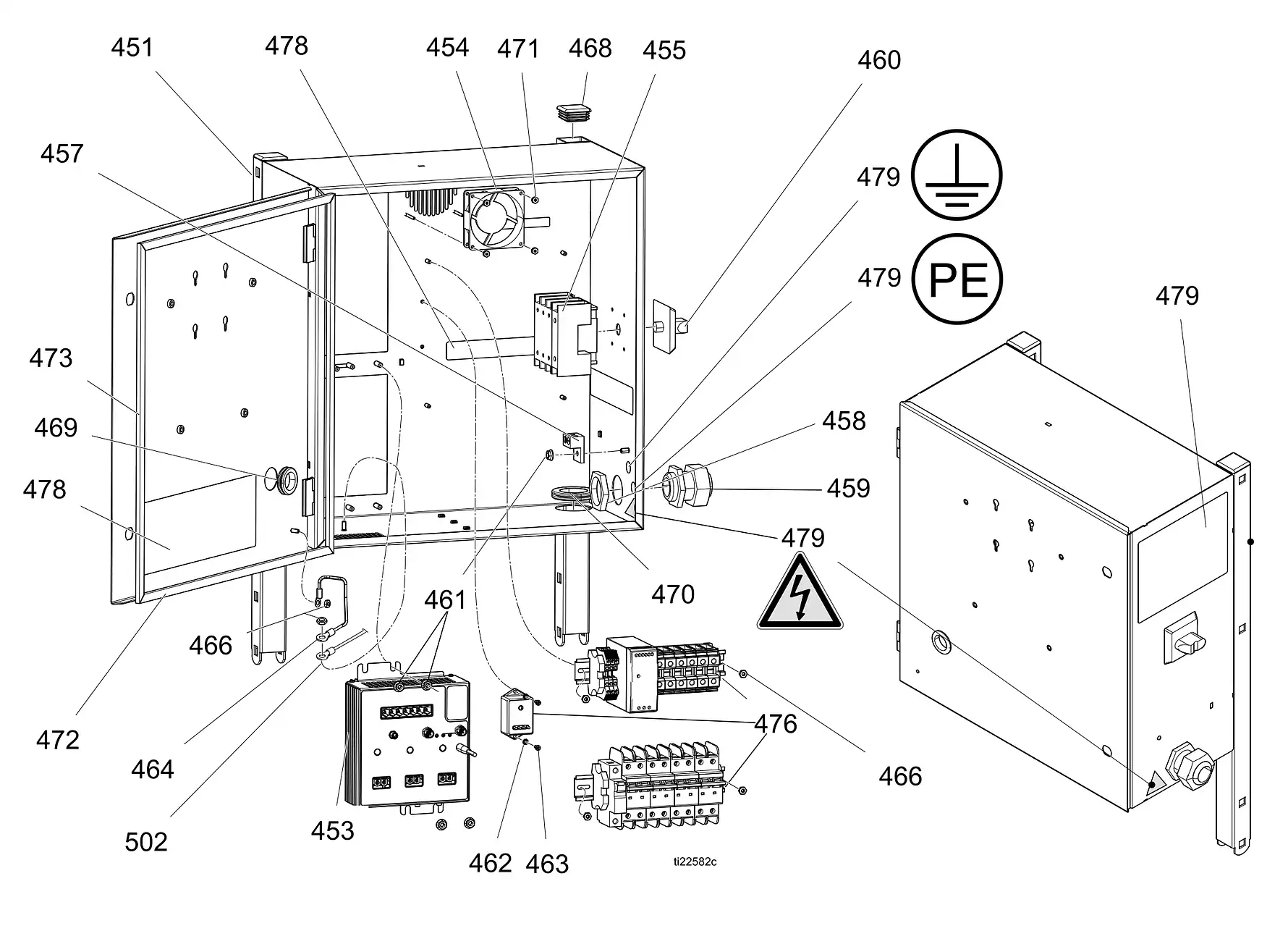 Graco Reactor 2 E-XP2 Electrical enclosure parts diagram