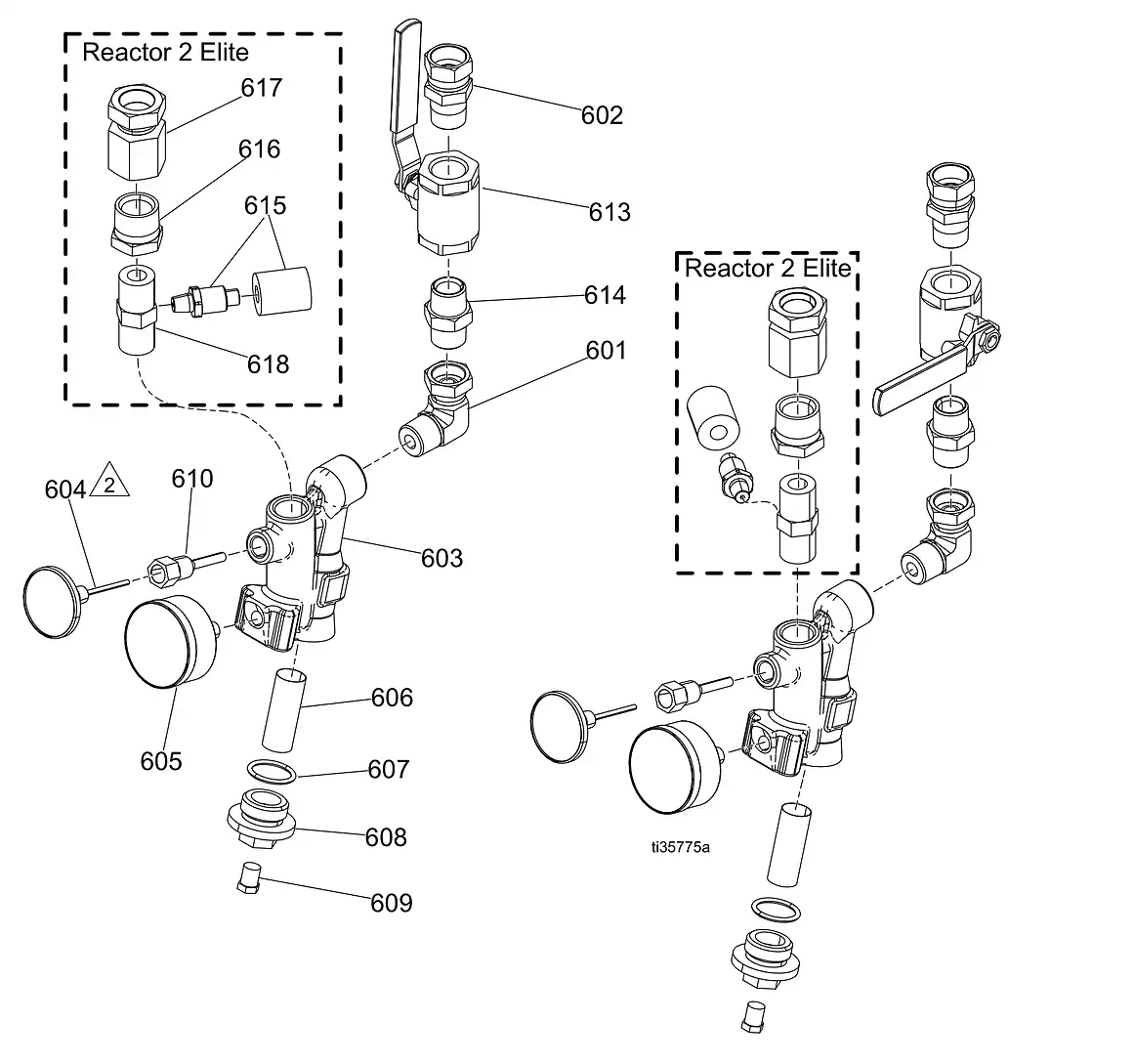 Graco Reactor 2 E-XP2 Fluid inlet kits parts diagram